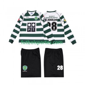 Camiseta Sporting CP Cristiano Ronaldo 28 2001 2003 Retro Niño Primera Equipación Manga Larga